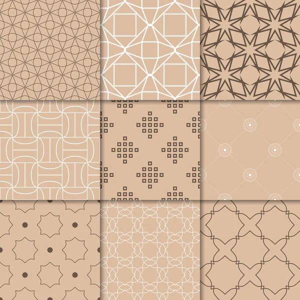 Kahverengi Bej geometrik süsler. Web, Tekstil ve duvar kağıtları için dikişsiz desen koleksiyonu