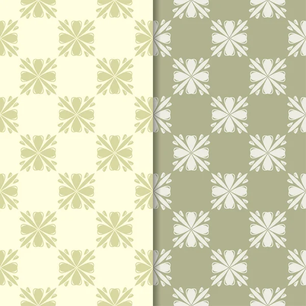 Zeytin yeşili çiçek arka planlar. Tekstil ve duvar kağıtları için dikişsiz desen seti
