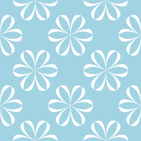 Mavi zemin üzerine beyaz çiçek süsleme. Tekstil ve duvar kağıtları için seamless modeli