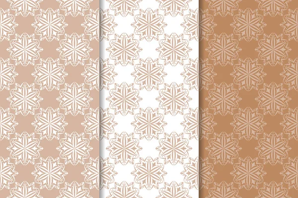 Kahverengi çiçek arka planlar. Tekstil ve duvar kağıtları için dikişsiz desen seti