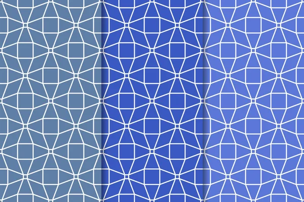 Set Ornamenti Geometrici Modelli Verticali Blu Senza Cuciture Web Tessile — Vettoriale Stock