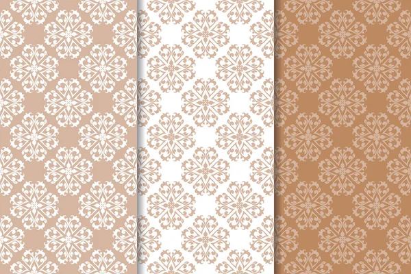 Kahverengi çiçek arka planlar. Tekstil ve duvar kağıtları için dikişsiz desen seti