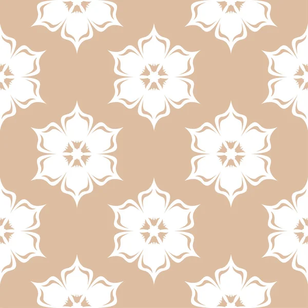 Bej renkli arka plan üzerinde beyaz çiçek süs tasarım. Tekstil ve duvar kağıtları için seamless modeli