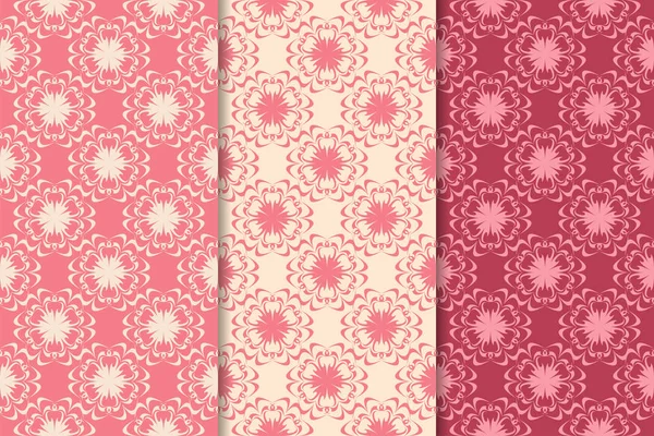 Kiraz kırmızı çiçek desenleri kümesi. Dikey Dikişsiz desen. Duvar kağıdı arka plan