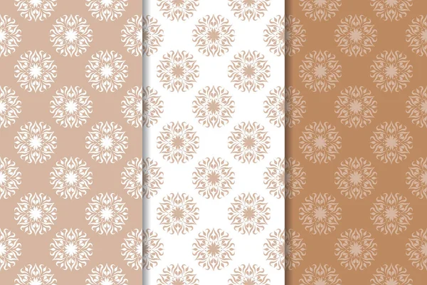 Kahverengi çiçek süsler. Tekstil ve duvar kağıtları için dikey Dikişsiz desen seti