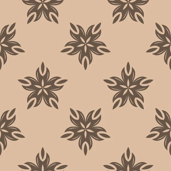 Ornement Floral Brun Sur Fond Beige Modèle Sans Couture Pour — Image vectorielle