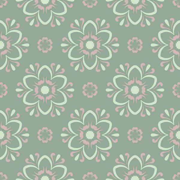 Olive Green Floral Seamless Pattern Background Flower Designs Wallpapers Textile — Stock Vector