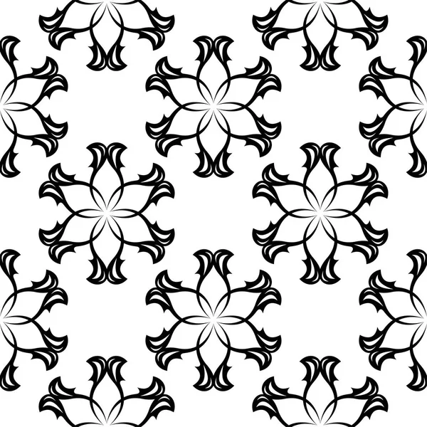 Diseño Floral Negro Sobre Fondo Blanco Patrón Sin Costuras Para — Archivo Imágenes Vectoriales