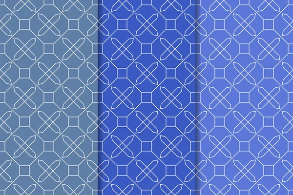 Mavi geometrik süsler. Web, Tekstil ve duvar kağıtları için dikey Dikişsiz desen seti