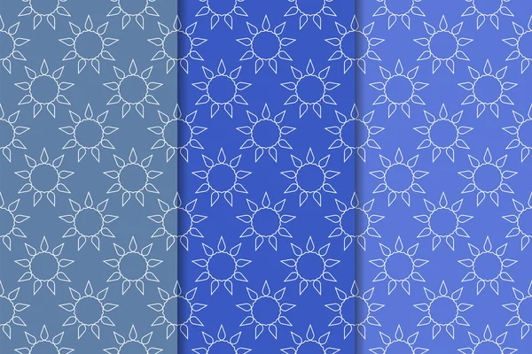 Mavi geometrik süsler. Web, Tekstil ve duvar kağıtları için dikey Dikişsiz desen seti