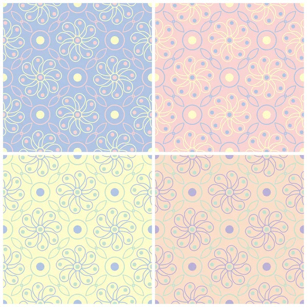 Soluk renkli kesintisiz arka plan duvar kağıtları, Tekstil ve kumaş çiçek desenleri ile set