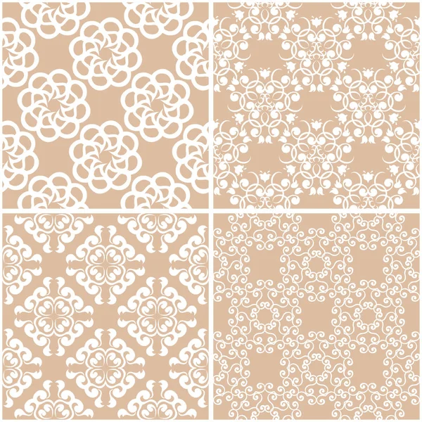 Çiçek desenleri. Sorunsuz arka plan bej ve beyaz dizi. Vektör çizim