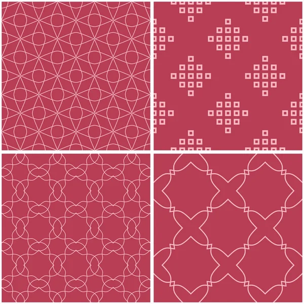 Geometrik desenler. Soluk kırmızı sorunsuz arka planlar kümesi. Vektör çizim