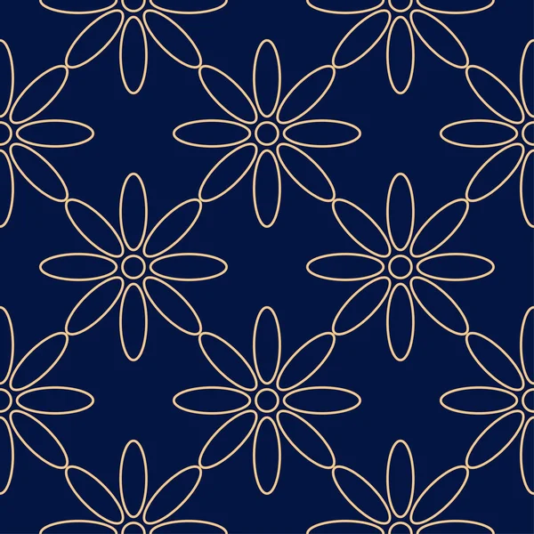 Koyu mavi zemin üzerine altın çiçek süsleme. Tekstil ve duvar kağıtları için seamless modeli