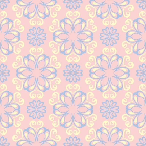 Çiçek soluk pembe sorunsuz bir arka plan. Çiçek desenli duvar kağıtları, Tekstil ve kumaş için ışık mavi ve sarı öğeler