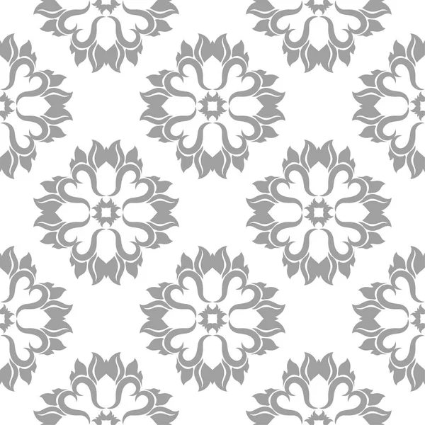 Ornement Floral Gris Clair Sur Fond Blanc Modèle Sans Couture — Image vectorielle