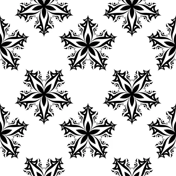 Beyaz arka planda siyah çiçek sorunsuz süsleme. Tekstil ve duvar kağıtları için seamless modeli