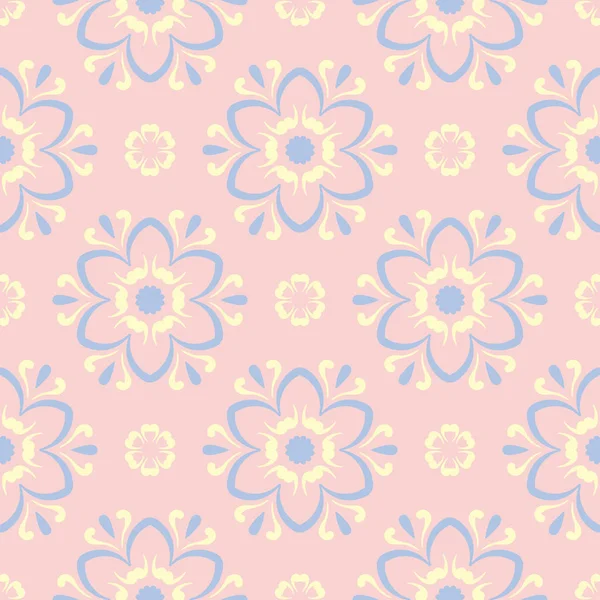Blumen Nahtlosen Hintergrund Rosa Blau Und Gelb Blumenmuster Für Tapeten — Stockvektor