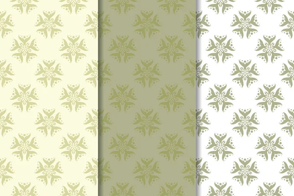 Zeytin yeşili çiçek sorunsuz süsler. Tekstil ve duvar kağıtları için dikey desenleri