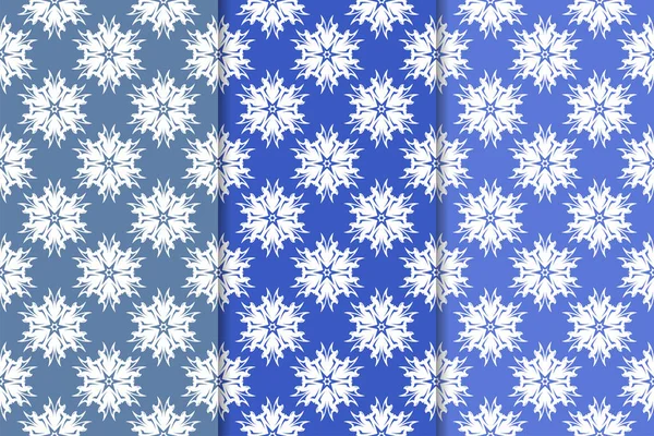 Mavi çiçekli süs tasarım kümesi. Duvar kağıtları ve kumaşlar için dikey Dikişsiz desen