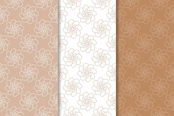 Kahverengi çiçek arka planlar. Tekstil ve duvar kağıtları için dikişsiz desen seti