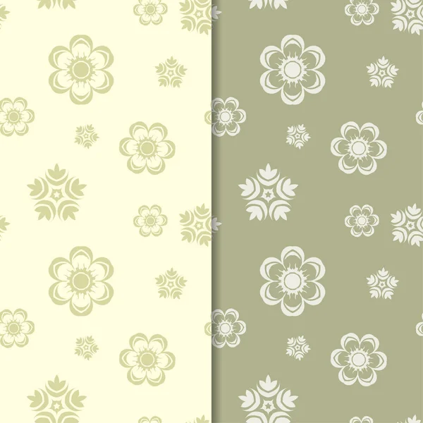 Zeytin yeşili çiçek arka planlar. Tekstil ve duvar kağıtları için dikişsiz desen seti
