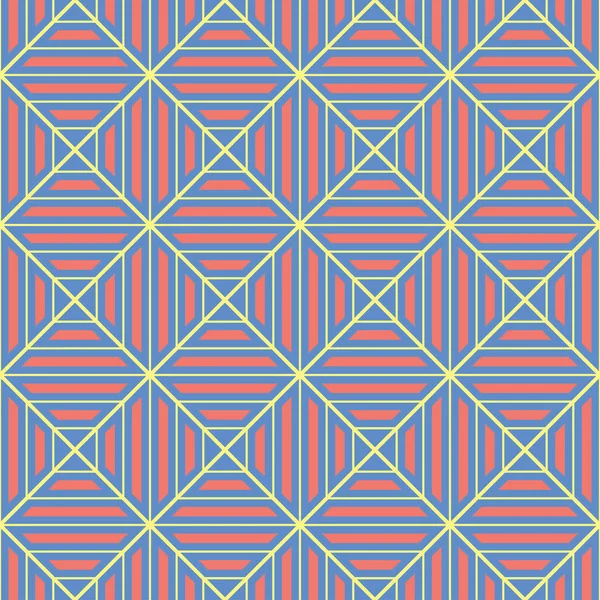 Geometrik seamless modeli. Mavi arka plan duvar kağıtları, Tekstil ve kumaş için kırmızı ve sarı tasarımı ile