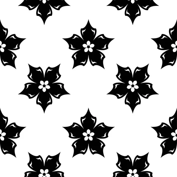 Beyaz arka planda siyah çiçek sorunsuz süsleme. Tekstil ve duvar kağıtları için seamless modeli