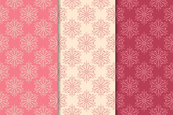 Kırmızı çiçekli süsler kümesi. Kiraz pembe dikey Dikişsiz desen. Duvar kağıdı arka plan