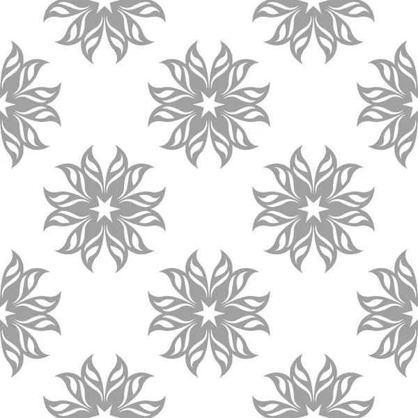 Beyaz arka plan üzerine açık gri çiçek süsleme. Tekstil ve duvar kağıtları için seamless modeli