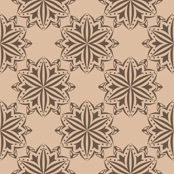 Bej renkli arka plan üzerinde kahverengi çiçek süsleme. Tekstil ve duvar kağıtları için seamless modeli
