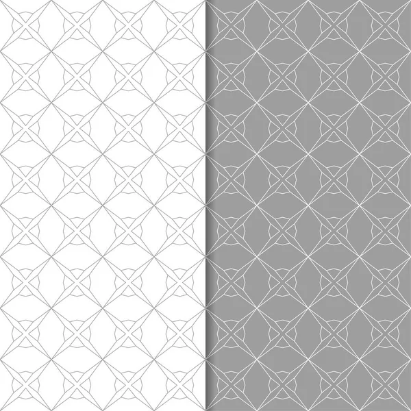 Gri ve beyaz geometrik süsler. Web, Tekstil ve duvar kağıtları için dikişsiz desen seti