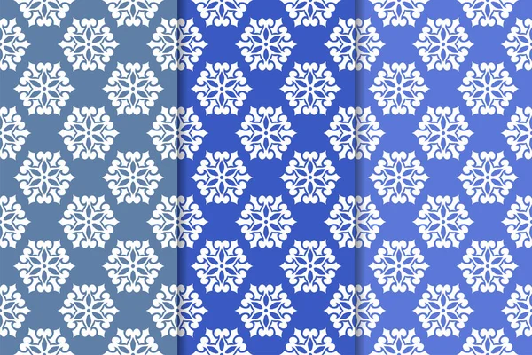 Çiçek süsler kümesi. Mavi dikey Dikişsiz desen. Duvar kağıdı arka plan