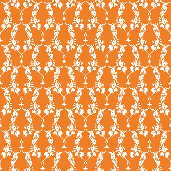 Adorno Floral Blanco Sobre Naranja Patrón Sin Costuras Para Textiles — Vector de stock