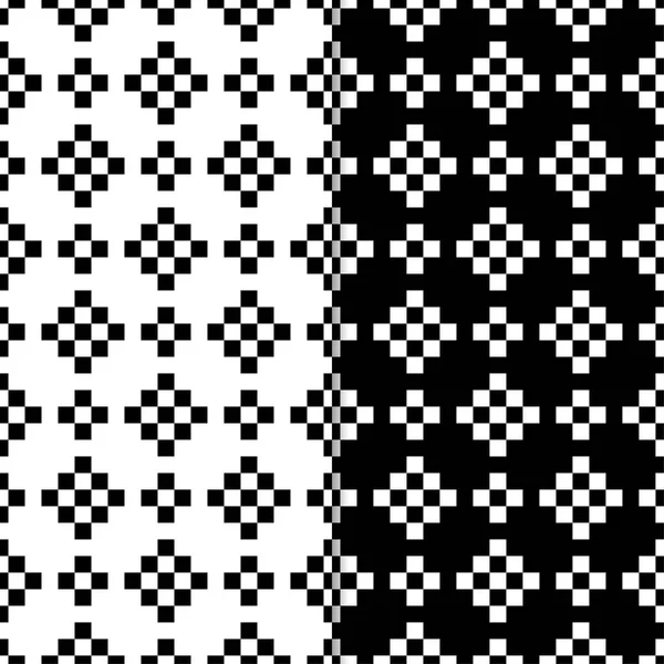 Black White Geometric Ornaments Set Seamless Patterns Web Textile Wallpapers — Stock Vector