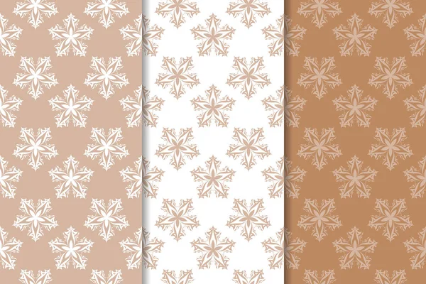 Kahverengi çiçek süsler. Tekstil ve duvar kağıtları için dikey Dikişsiz desen seti