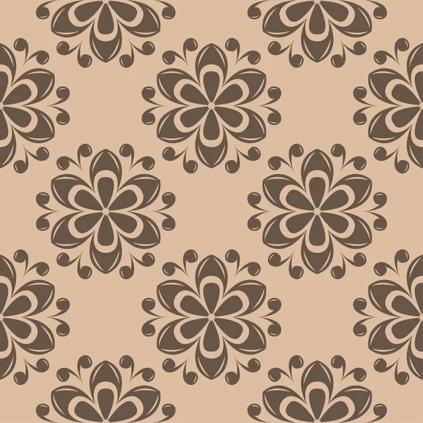 Bej renkli arka plan üzerinde kahverengi çiçek süsleme. Tekstil ve duvar kağıtları için seamless modeli