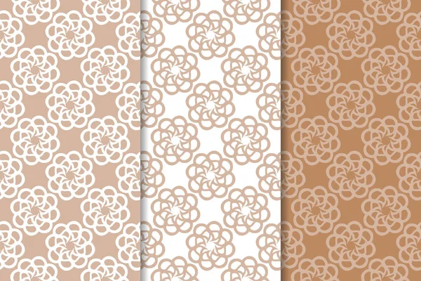 Kahverengi çiçek arka planlar. Tekstil ve duvar kağıtları için dikişsiz desen seti