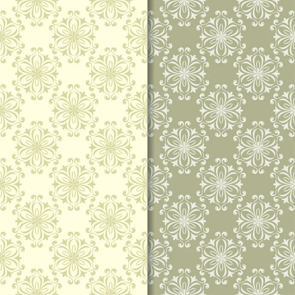 Zeytin yeşili çiçek desenleri. Tekstil ve duvar kağıtları için dikişsiz desen seti