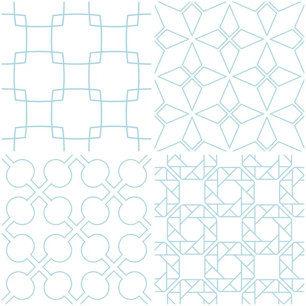 Geometrik desenler. Beyaz mavi öğeleri kümesi. Sorunsuz arka planlar. Vektör çizim