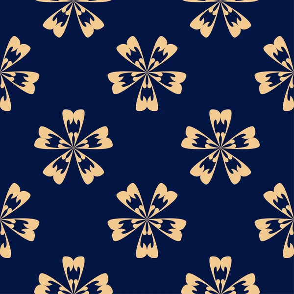 Koyu mavi zemin üzerine altın çiçek süsleme. Tekstil ve duvar kağıtları için seamless modeli