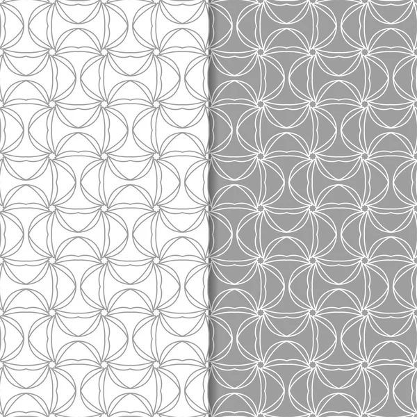 Gri ve beyaz geometrik süsler. Web, Tekstil ve duvar kağıtları için dikişsiz desen seti