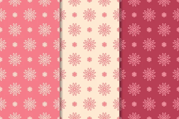 Kırmızı çiçekli süsler kümesi. Kiraz pembe dikey Dikişsiz desen. Duvar kağıdı arka plan