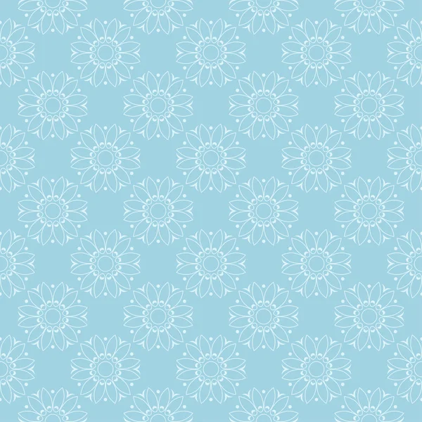 Mavi zemin üzerine beyaz çiçek tasarım. Tekstil ve duvar kağıtları için sorunsuz süsleme