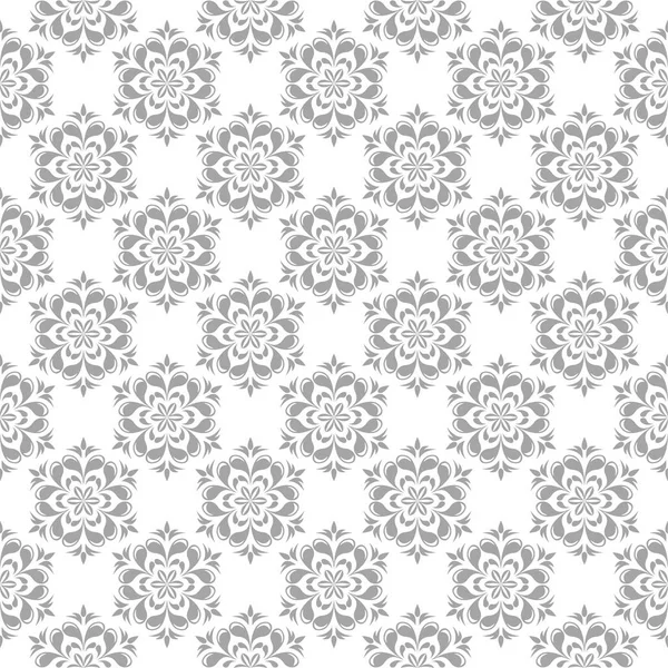 Beyaz arka plan üzerine açık gri çiçek süsleme. Tekstil ve duvar kağıtları için seamless modeli
