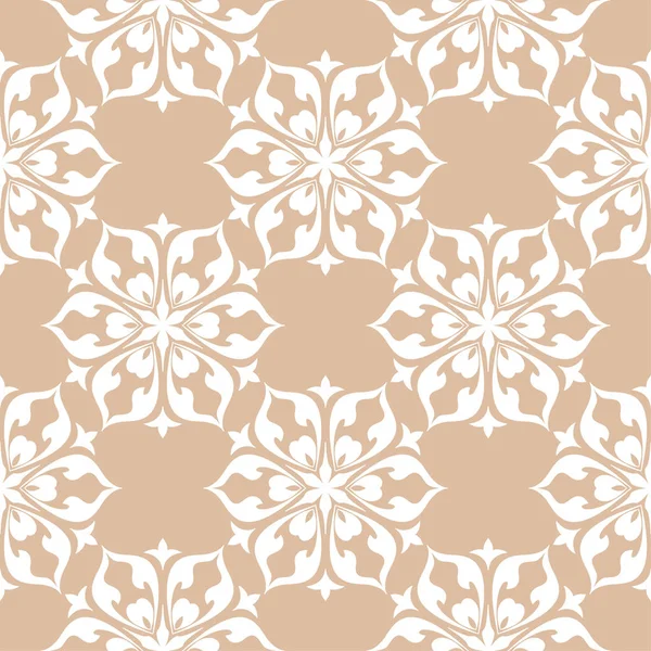 Bej renkli arka plan üzerinde beyaz çiçek süsleme. Tekstil ve duvar kağıtları için seamless modeli