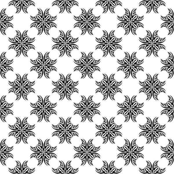 Beyaz arka planda siyah çiçek süsleme. Tekstil ve duvar kağıtları için seamless modeli