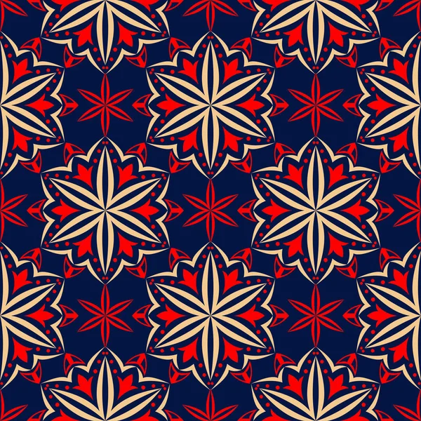 Kesintisiz mavi arka plan. Çiçek bej ve kırmızı desenli duvar kağıtları ve tekstil