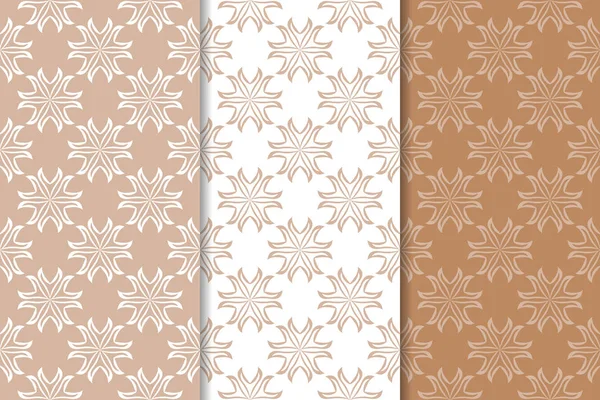 Kahverengi çiçek süsler. Tekstil ve duvar kağıtları için dikey Dikişsiz desen seti