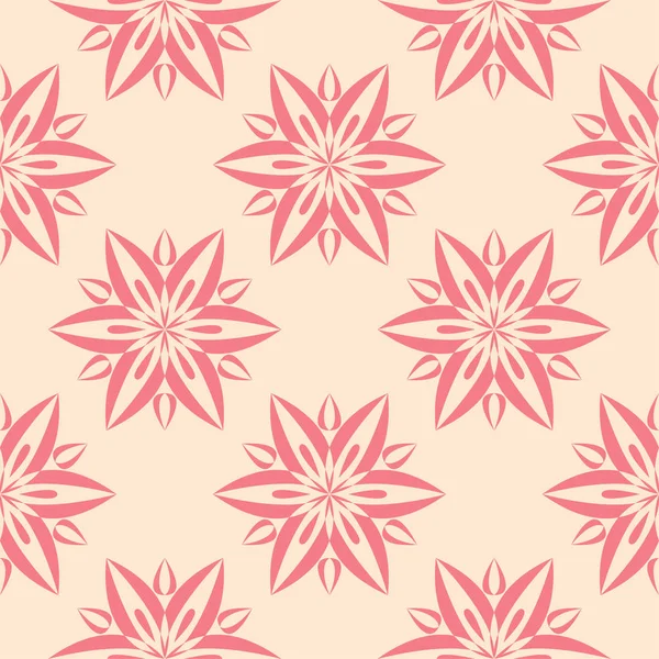 Bej renkli arka plan üzerinde kırmızı çiçekli süs. Tekstil ve duvar kağıtları için seamless modeli